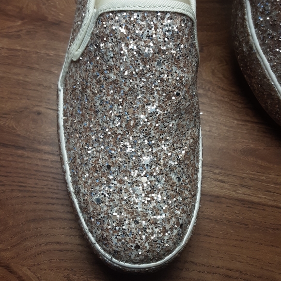 Keds Kate Spade  White & Gold Glitter Sneaker Wome - Picture 6 of 10